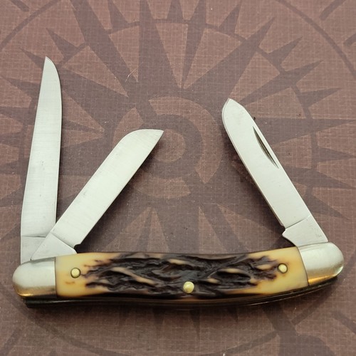 Schrade Uncle Henry 897UH Stockman Knife USA Staglon Handles SS Blades - Picture 3 of 5