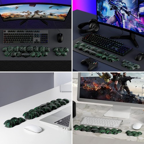Ergonomic Memory Foam Wrist Rest Set for Keyboard & Mouse, Non-Slip Base Green - Picture 6 of 7