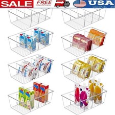 Food Packet Organizer Bins W/ Removable Dividers Snacks Spice Tea Instant Food