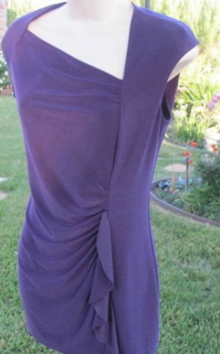 ALEX & AVA BY Komarov  XS Purple Ruched Gathered Knit Tunic Top BEAUTIFUL NWOT - Picture 1 of 3