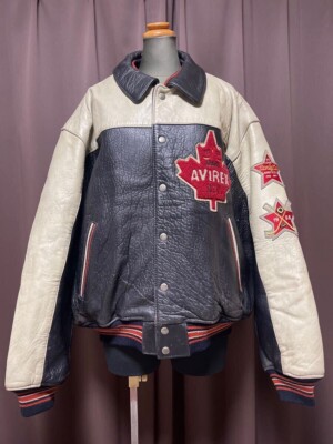 AVIREX レザージャケット L バーガンディ/クリーム AVIREX AVIREX(アヴィレックス) LIGHT LEATHER SIGNATURE VARSITY