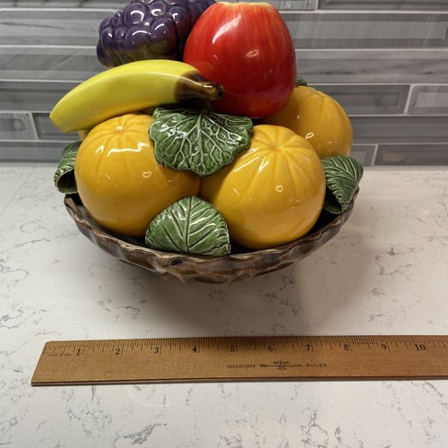 8” High Mid Century Modern Porcelain Basket With Fruit - Capodimonte Style - Picture 4 of 11