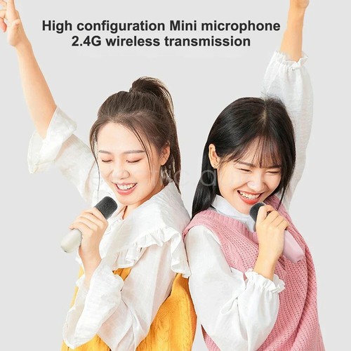Mini Karaoke Machine for Kids Portable Bluetooth Speaker & 2 Microphone with LED - Picture 9 of 27