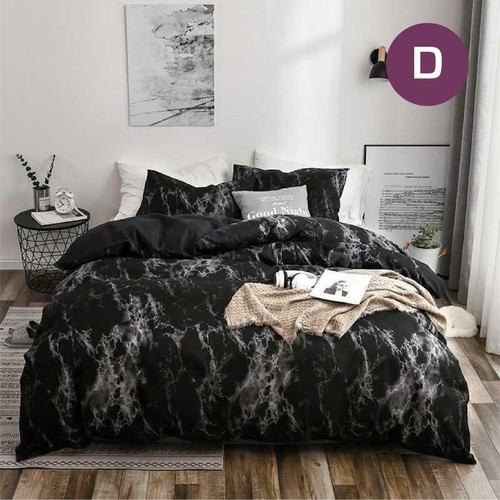 Single/KS/Double/Queen/King/SK Soft Quilt/Duvet Cover Pillowcase Set-Dark Marble - Picture 3 of 7