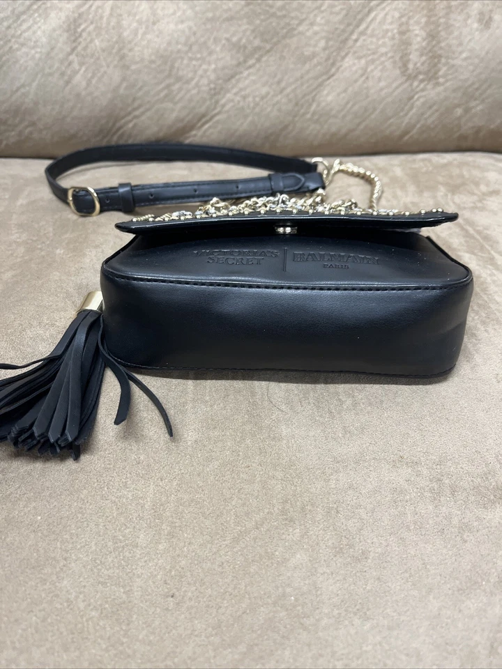 Edgy Victoria’s Secret Balmain Chain Studded Crystal Crossbody Bag Clutch Purse - Image 4 of 4