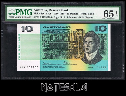 AUSTRALIA 10$ DÓLARES ND (1985) Pick-45e PMG 65 GEMA UNC EPQ S/N UUK151788 - Imagen 1 de 2