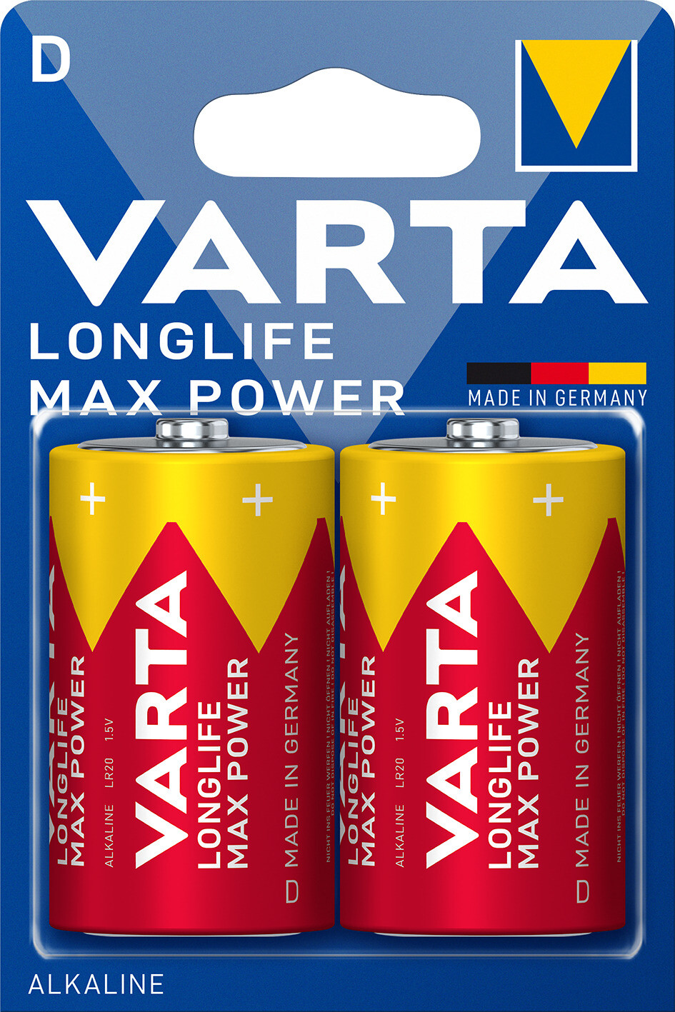 Thumbnail - Varta Longlife Max Power Mono D 2 Batterie Rot/gelb Alkali-mangan