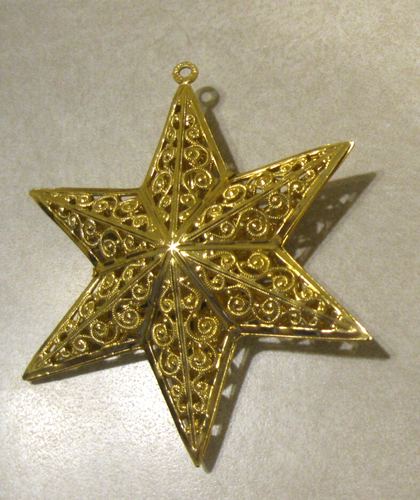 Vintage Echartina Gold Tone Filigree West Germany Christmas Ornament STAR, ANGEL - Picture 3 of 8