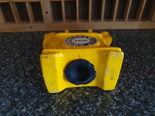 Money Box Yellow Telephone 1950's Stopper And Label Ceramic Made Japan Vintage - Picture 5 of 5