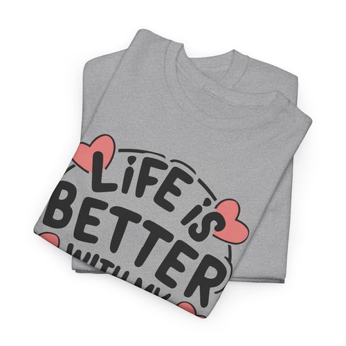 Life is Better With My Girls Cute Mother's Day T-shirt Novelty Mom Dad Love Tee - Picture 36 of 63