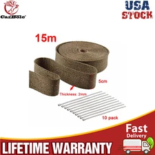 Exhaust Manifold Down pipe Titanium Heat Wrap 15m & 10 Ties rap For Dei