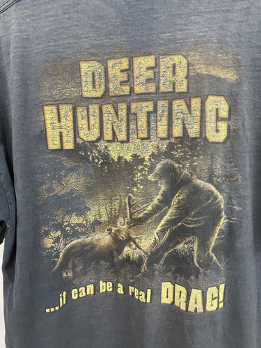 VTG Deer Hunting It Can Be A Real Drag Gradient Sun Faded Thrashed T-Shirt L - 第 4/10 張圖片
