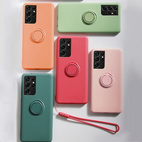 For Samsung Galaxy S24 Ultra S23 S22 A53 Ring Stand Case Liquid Silicone Cover - Picture 4 of 25