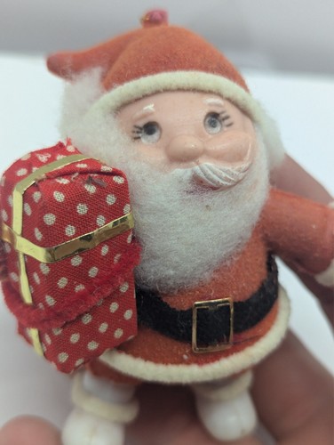 Vintage Santa Flocked Felt Christmas Ornament 4" - Picture 4 of 8