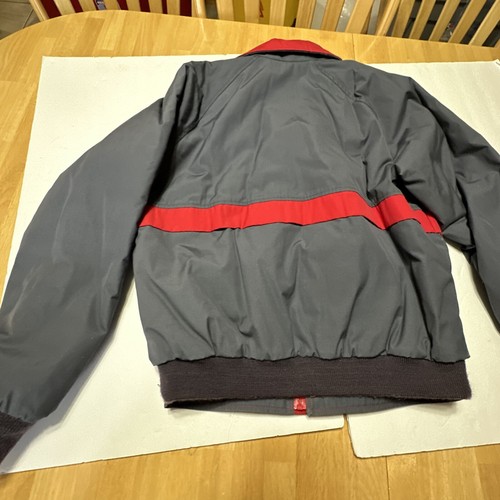 Rare VINTAGE WOOLRICH BOMBER Jacket Coat Charcoal Grey Red MEN Sz M - USA - Picture 20 of 24