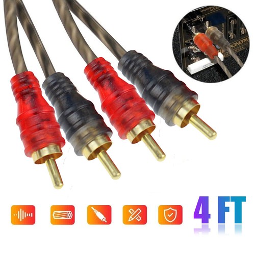 2Pack RCA Cables 2 Channel Twisted 4Ft Car Audio Shielded Interconnect Amp Wire - Picture 8 of 12