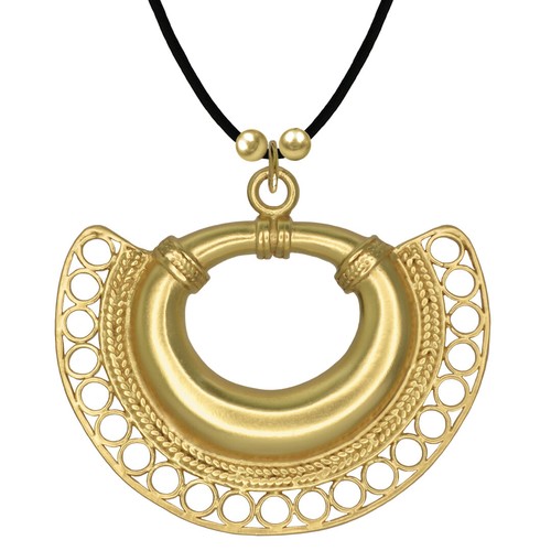24k GP Nose Ring with Circles and Braids (L) Pendant Necklace| Across The Puddle - Picture 1 of 5