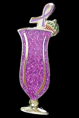 Lavender Awareness Ribbon Pin Tropical Hurricane Glass Colada Cancer Cause New - Picture 5 of 6