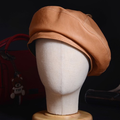 Damen Frauen Echtleder Frühling Dünne Baskenmütze Runde Kappe Militär Armee Hüte/Mützen - Bild 3 von 16