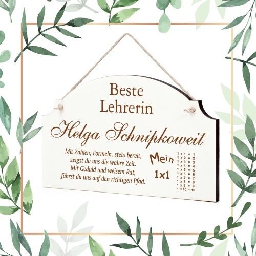 Schild Bester Lehrer Geschenk für Lehrerin personalisiert mit Wunschnamen - Bild 5 von 6