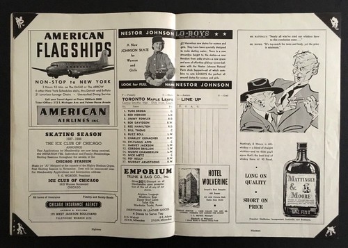 1937 Chicago Stadium Hockey Program Toronto Maple Leafs v Chicago Blackhawks NHL - Picture 6 of 8
