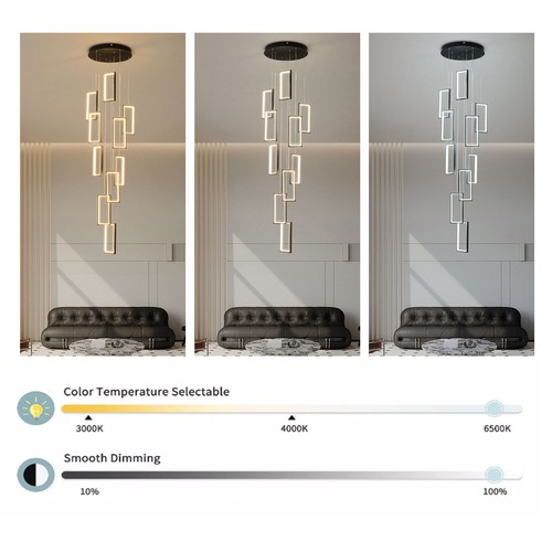 Modern Ceiling Lighting Living Room Chandelier Pendant Light w/ Remote Control - Picture 15 of 22