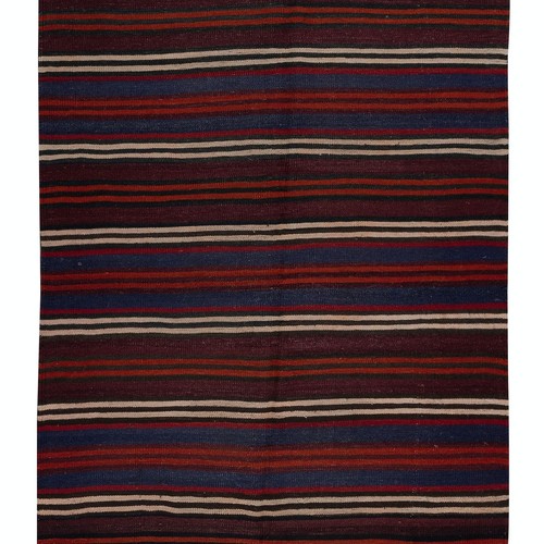 4.2x10.5 Ft Hand-Woven Turkish Striped Kilim, Flat-Weave Rug, 100% Wool - Picture 5 of 5