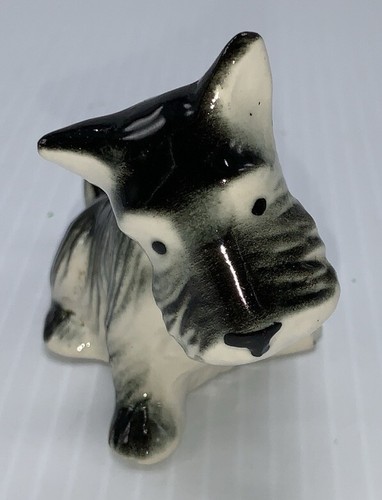 Vintage Sad Scottie Terrier Keramik Hund kurzer Schwanz spitze Ohren 3" - Bild 9 von 14
