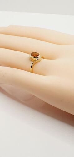 9ct Gold Citrine Solitaire Single Stone Wave Curve Twist Shoulder Ring - Picture 13 of 21