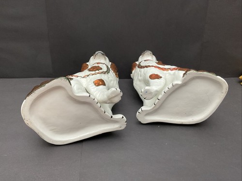A pair of split leg Staffordshire Spaniels with ornate bronze decoration 9.5" - Picture 9 of 11