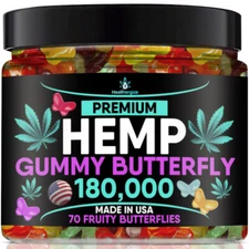 Natural Gummies Butterflies-Stress, Sleep, Anxiety, Muscle, Pain, Relax-USA Made