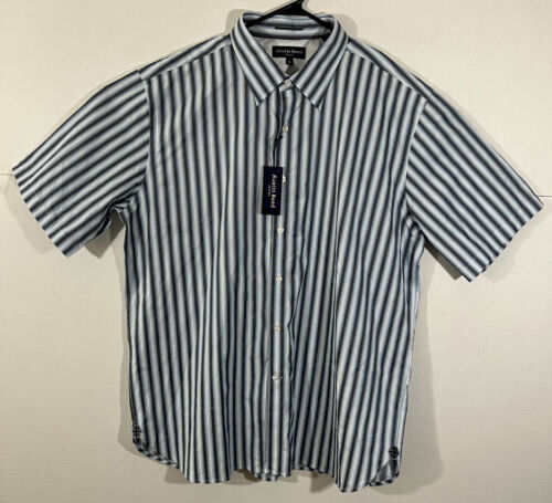 austin reed london short sleeve stripe button up men’s size XL shirt