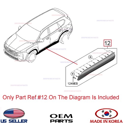 Genuine Front Door Lower Molding BLACK LEFT Driver Side OEM⭐ Santa Fe 2021-2023 - Picture 4 of 4