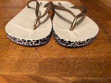 Womens Flip Flops IPANEMA Sz 9 Tan/Gold Animal Print Made IN Brazil