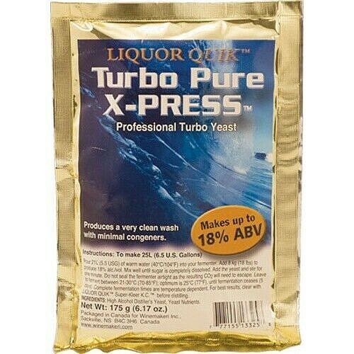 Liquor Quik Turbo Pure X-Press Hefe 18% ABV - 175g Professionelle Destillation - Bild 1 von 2
