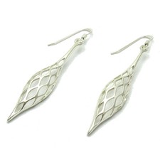 Plain Long Dangling Sterling Silver Earrings Genuine Solid 925 Handmade Empress