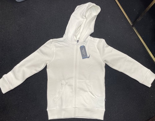 Nautica Little Boys Full Zip Fleece Hoodie White Size L (6) MSRP $45 #78