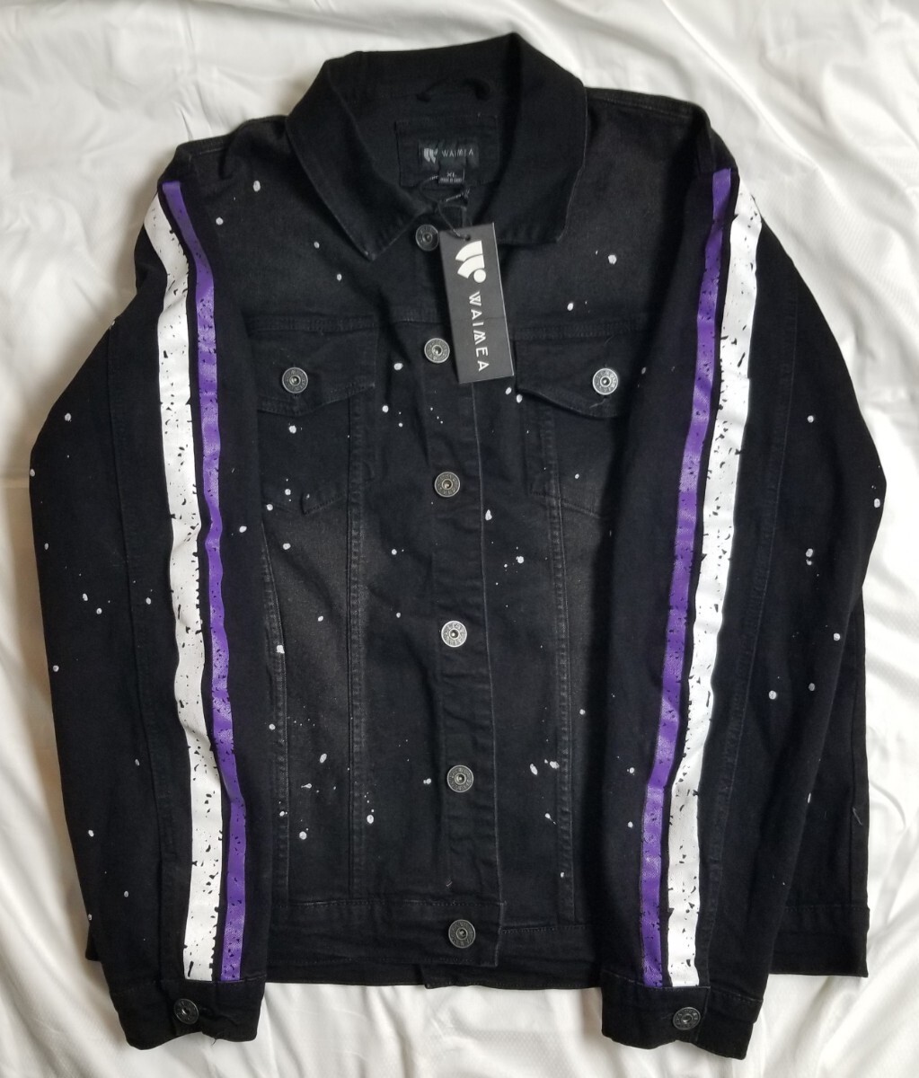 Rare Waimea Denim Splatter Paint Jacket Black Purple White Rare Waimea Denim Splatter Paint Jacket Black Purple White