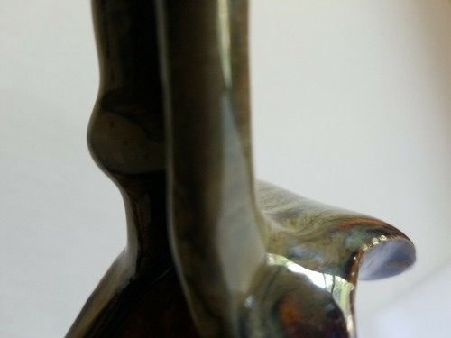Studiokeramik Vase, Korb geteilte Griffe glasiert, Erdfarben Studio Art 9" - Bild 12 von 12