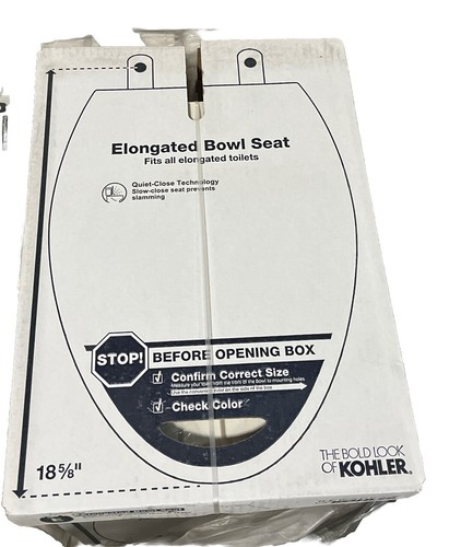 Asiento de inodoro alargado Brevia apretado Kohler 20110-96 18-5/8”x14-3/16” 🚽 - Imagen 1 de 15