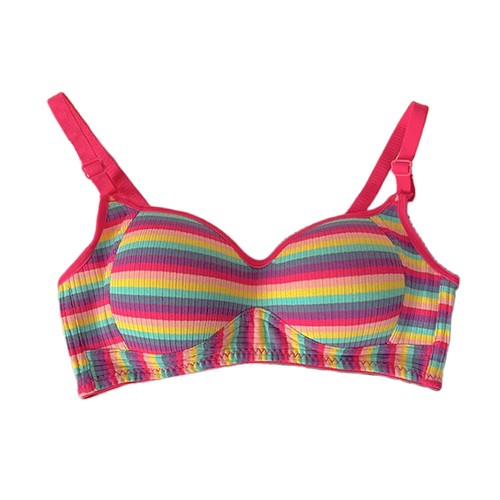 Sexy Bra for Women Girl Tops Rainbow Striped Seamless Bra No Steel Ring Bralette - Picture 5 of 23