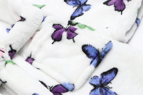 Girls Fleece Hooded Robes, Warm Printed Bath Robe for Kids Womens Soft Fuzzy Bat - Picture 5 of 12