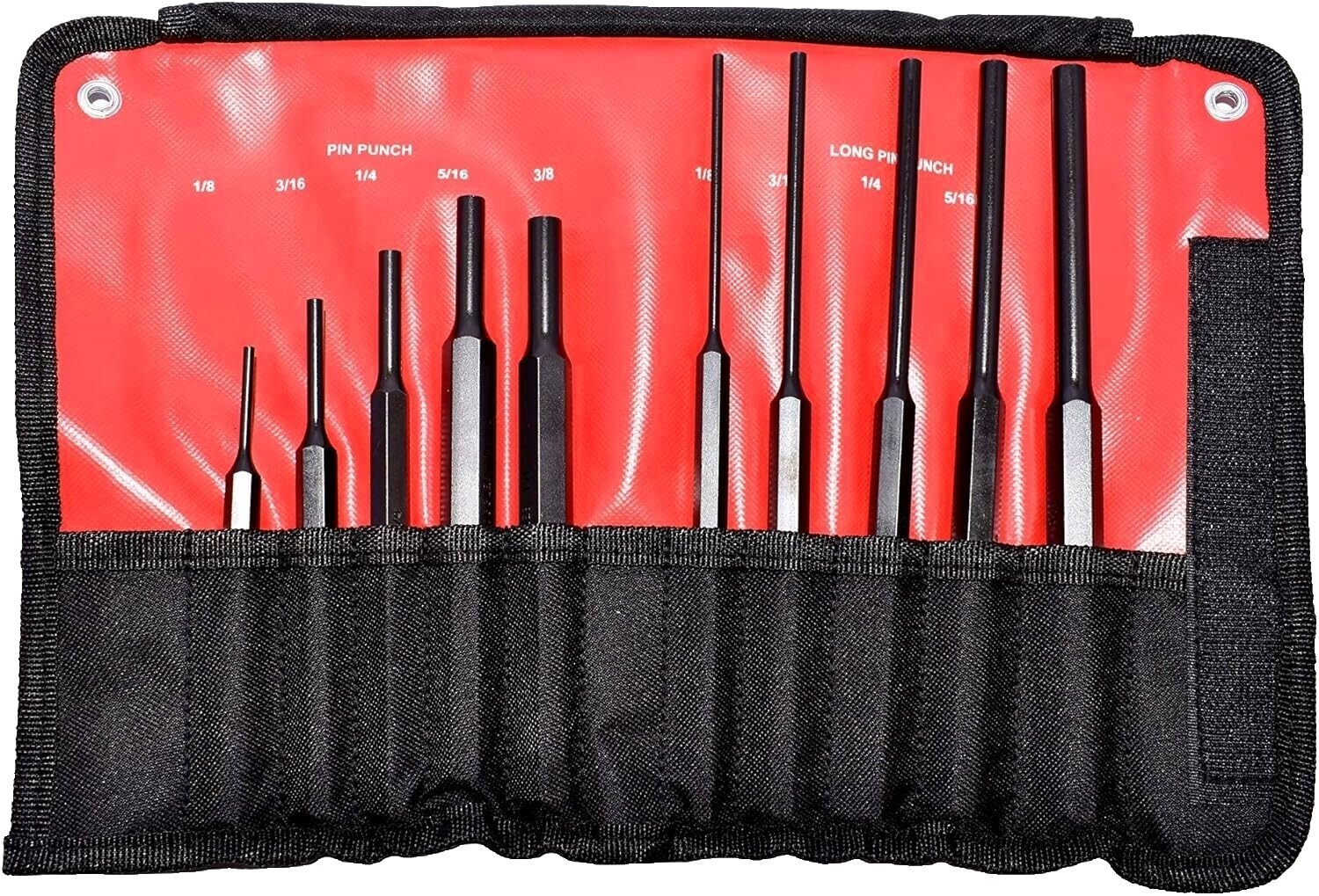 Fowler 52-500-300-0 Extra Long 5-Piece Drive Pin Punch Set – Hardened Steel, Silver/Black, Manual Operation
