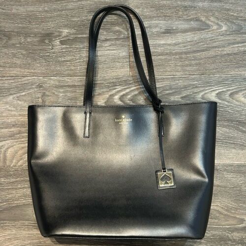 Kate Spade Tote Bag Black Leather Medium Haven Tote Handbag Shoulder Zip Top - Picture 2 of 15