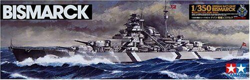 Tamiya 1/350 Ships WW2 German Kriegsmarine Battleship Bismarck With Stand- Tamiya 1/350 Ships WW2 German Kriegsmarine Battleship Bismarck With Stand-