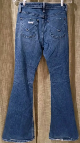 Hudson Denim Jeans Women 29 Blue Distres Wash Flare Bell Buttons Stretch Retro - Picture 5 of 13