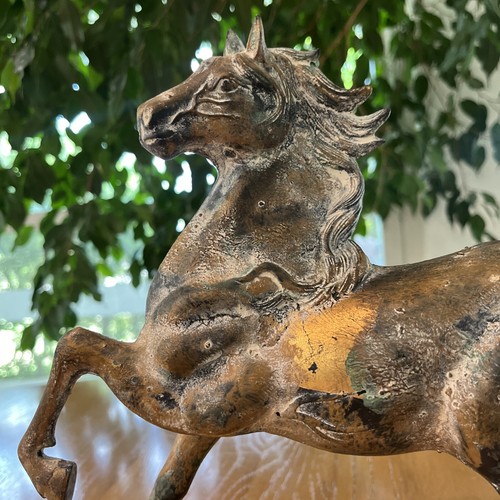 Vintage Iron Horse Running Stallion Sculpture Painted Japanese Heavy 12" x 16" - Picture 2 of 8