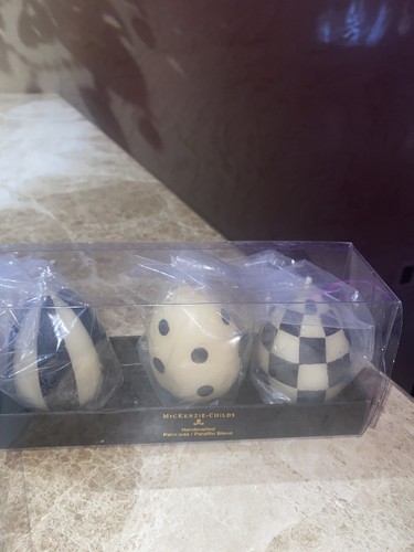 MACKENZIE CHILDS BLACK/WHITE EASTER EGG CANDLES / ALL OCCASIONS - Picture 2 of 7
