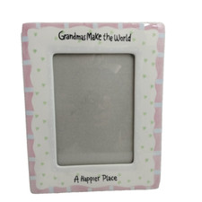 Ceramic Photo Picture Frame Grandma Make The World A 8.5"x7" Frame Photo 6"x4.25