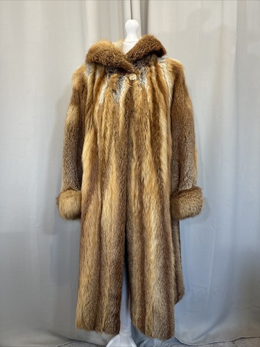 Real Fur Red Arctic Fox Long Vintage Cuff Luxury Beautiful Coat M L FR299 - Picture 18 of 23